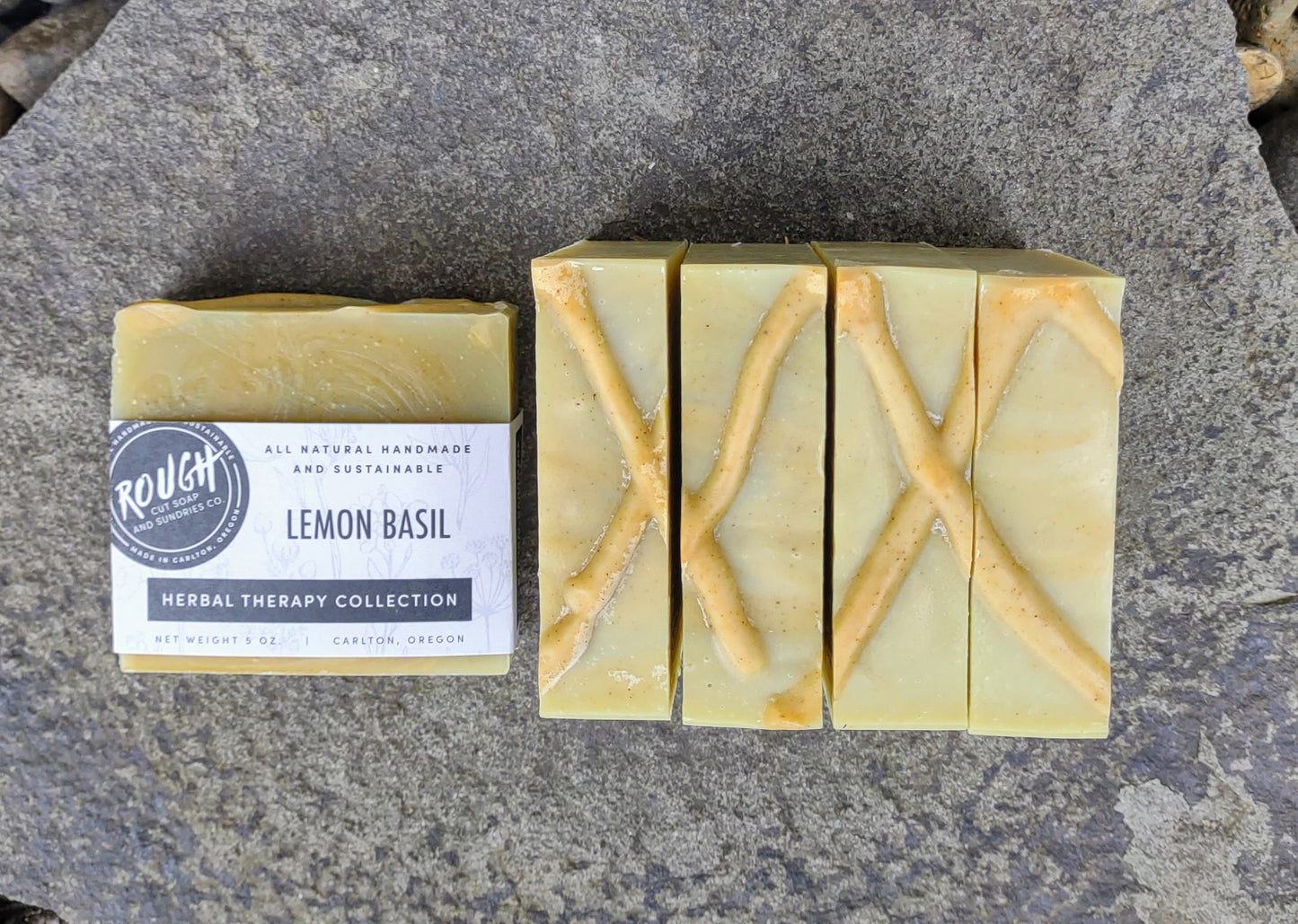 Lemon Basil - Herbal Therapy Collection Handcrafted Artisan Rough Cut Soap