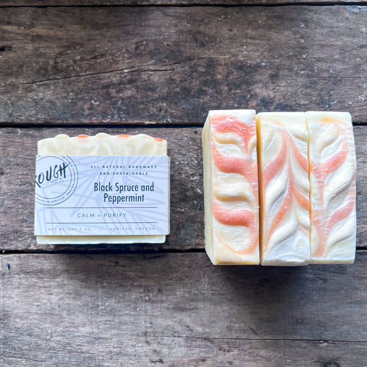 Black Spruce + Peppermint Handcrafted Artisan Rough Cut Soap